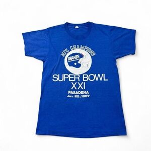 Vintage single stitch 1987 New York Giants NFL Super Bowl XXI tee blue S men’s